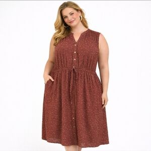 In Every Story Penningtons Sleeveless Dress Brick Red 4X Plus Size NEW